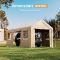 thumbnail image 3 of FOROUTIA 10x20ft Heavy-Duty Carport Canopy, khaki Gable Roof PE Garage, All-Weather Shelter for Car/Truck/SUV/Outdoor Storage & Party, 3 of 7