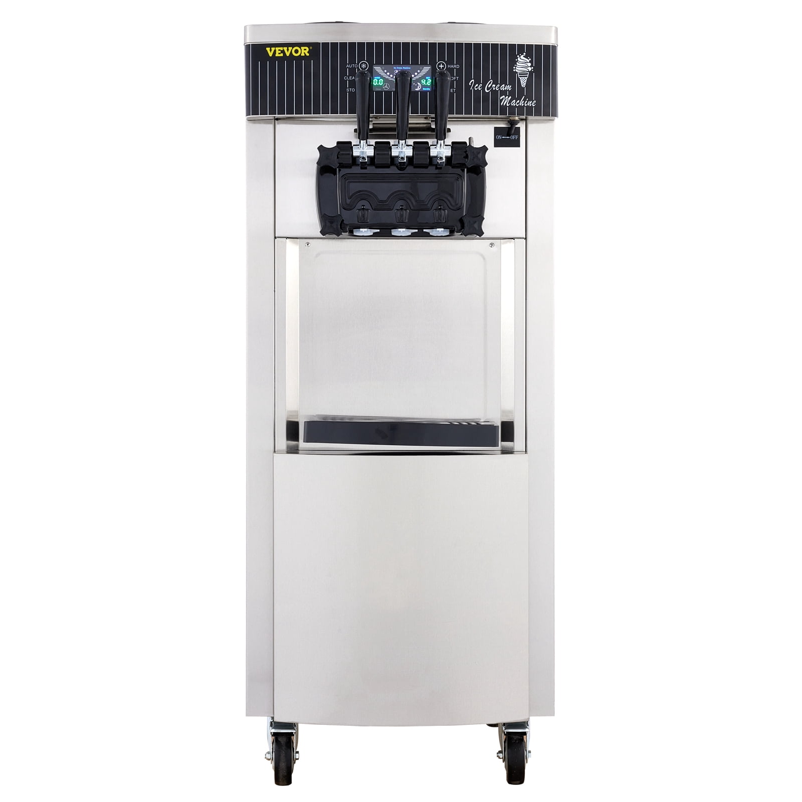 VEVOR Commercial Soft Ice Cream Machine, 2200W Serve Yogurt Maker, 3 Flavors Ice Cream Maker, 5.3 to 7.4 Gallons per Hour Auto Clean LCD Panel