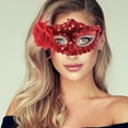 thumbnail image 5 of Unique Bargains 1 Pce Masque de Fête Demi-Visage à Sequins Floraux pour Fête de Mascarade Rouge, 5 of 5