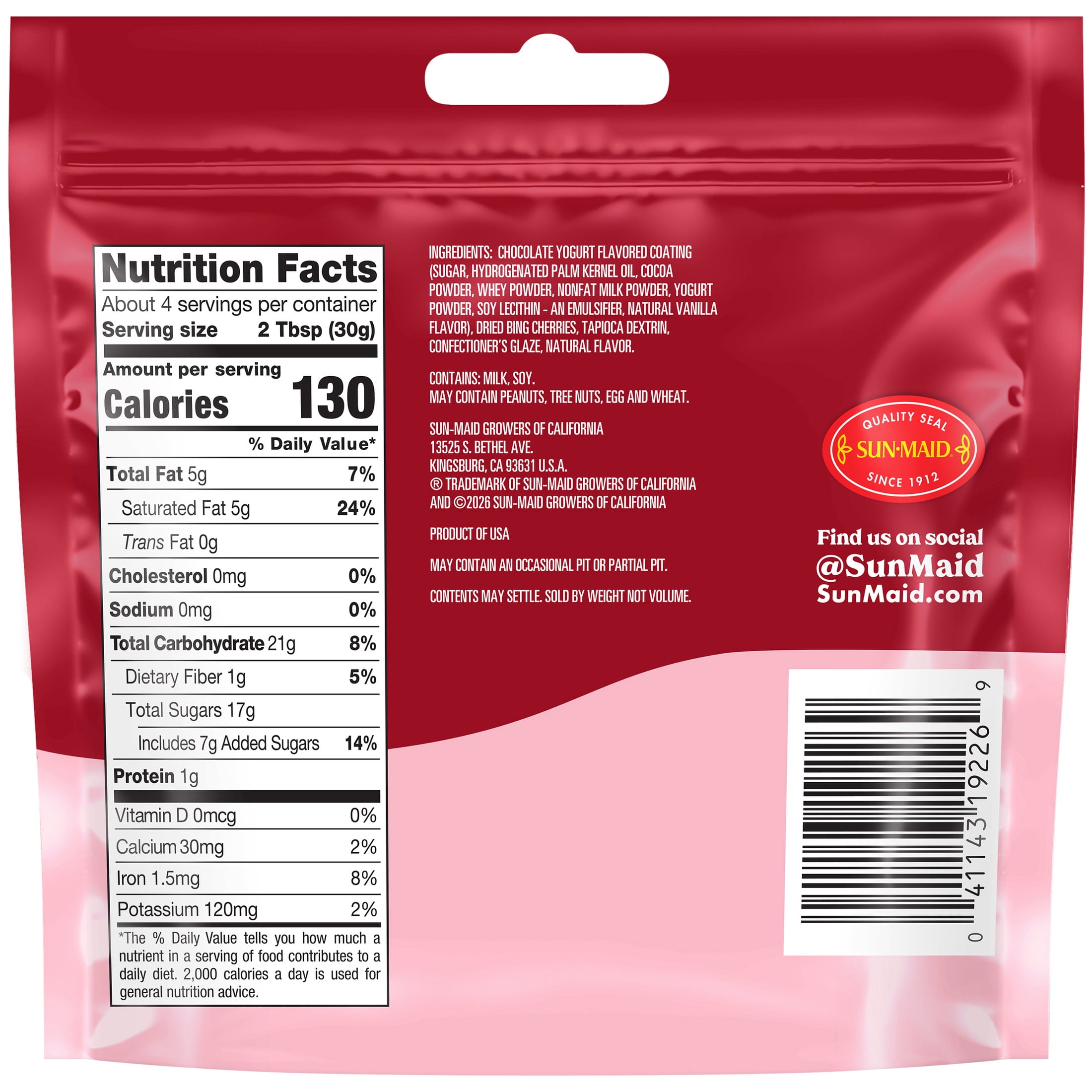 Sun-Maid® Chocolate Yogurt Covered Cherries 4oz Bag