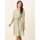 thumbnail image 2 of Vestido floral Allegra K de gasa midi evasé con cuello Peter Pan para mujer Verde Claro L, 2 of 6