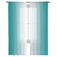 thumbnail image 3 of Teal Ombre Sheer Curtains 84 Inches Long 2 Panels Set, Window Sheer Curtains for Living Room/Bedroom, Turquoise White Gradient Modern Abstract Art Light Filtering Rod Pocket Curtain 52'' x 84'' x 2, 3 of 7