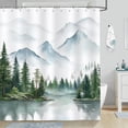 thumbnail image 2 of Mountain Forest Shower Curtain, Watercolor Lake Landscape Woodland Nature Bathroom Decor Polyester Fabric Waterproof Bath Curtain with 12 Hooks, 2 of 5
