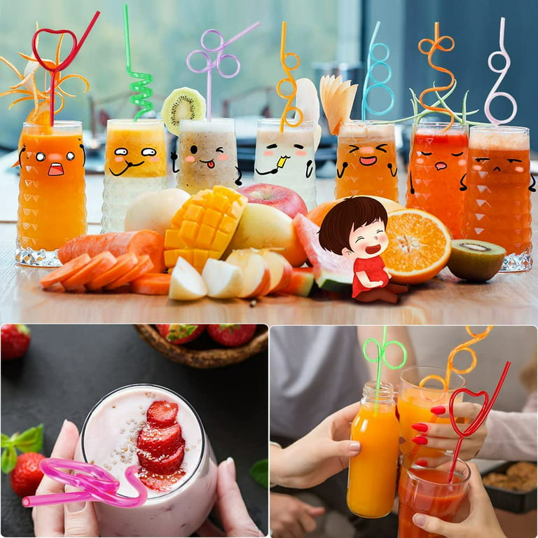  Patelai 100 Pieces Crazy Silly Straws for Kids Reusable Fun  Varied Twists Loop Straws Plastic Crazy Drinking Straws for Thanksgiving  Christmas Carnival Birthday Party Supplies : Health & Household