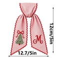thumbnail image 6 of PLPPYFS Christmas Wreath Sash, Pink Striped Letter Wreath Bow Sash with Embroidered Christmas Tree, Scalloped Red Edge Holiday Wreath Decor, Front Door Wreath Sash Decoration, 6 of 7