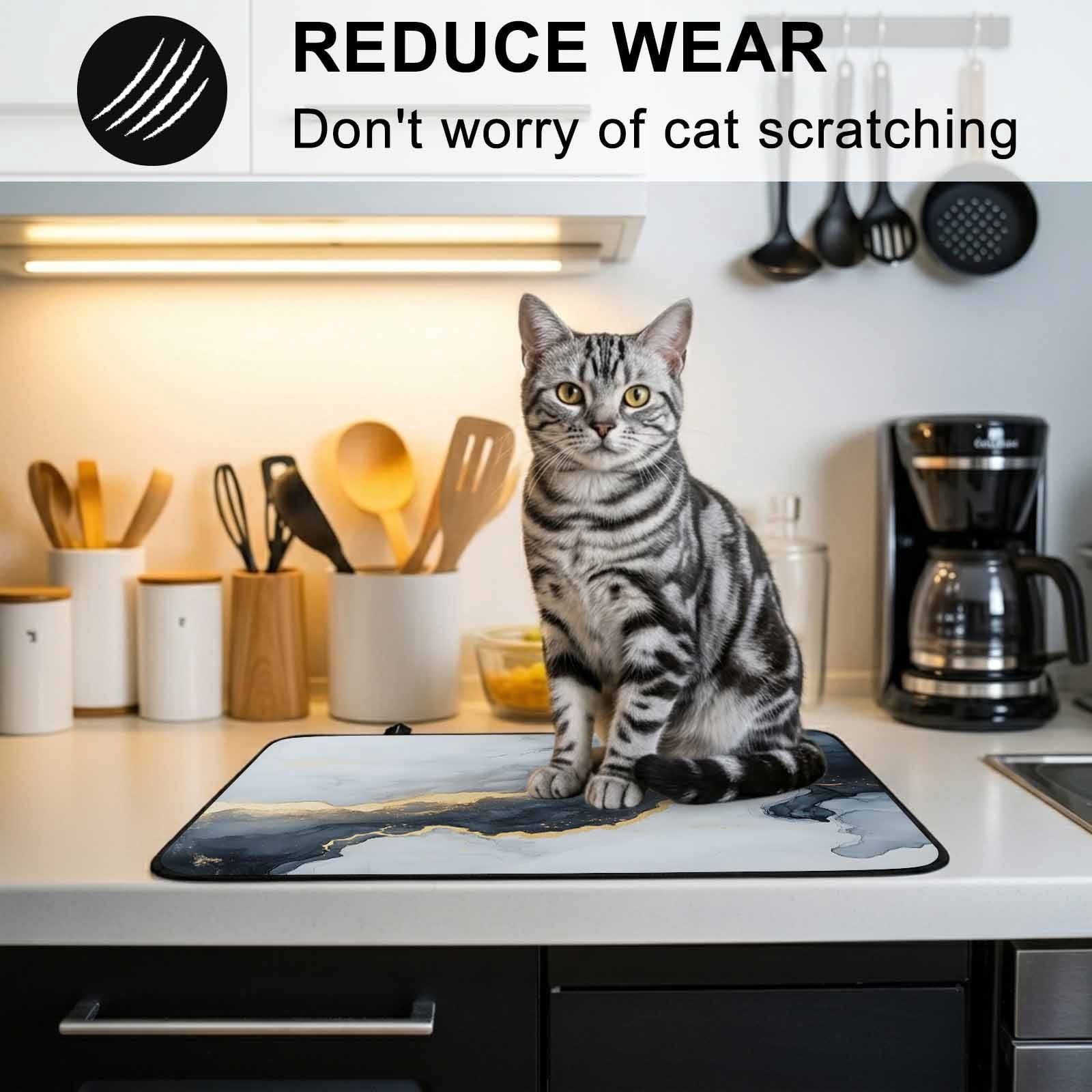 Black Marble Stove Top Cover for Electric Stove, Heat-proof & Non Slip Glass Top Stove Cover Protector, Modern Abstract Art Ink Painted Kitchen Flat Cooktop Rubber Mat 24x21 Inches