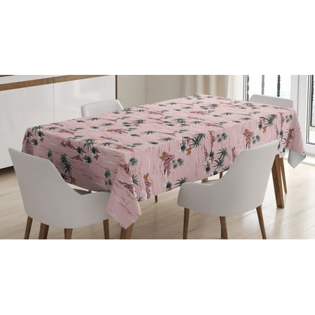 

Hawaii Tablecloth Summer Pattern with Palms Rocky Beach and Hibiscus Flora Rectangular Table Cover for Dining Room Kitchen 60 X 90 Rose Dark Salmon Dried Rose Dark Teal by Ambesonne