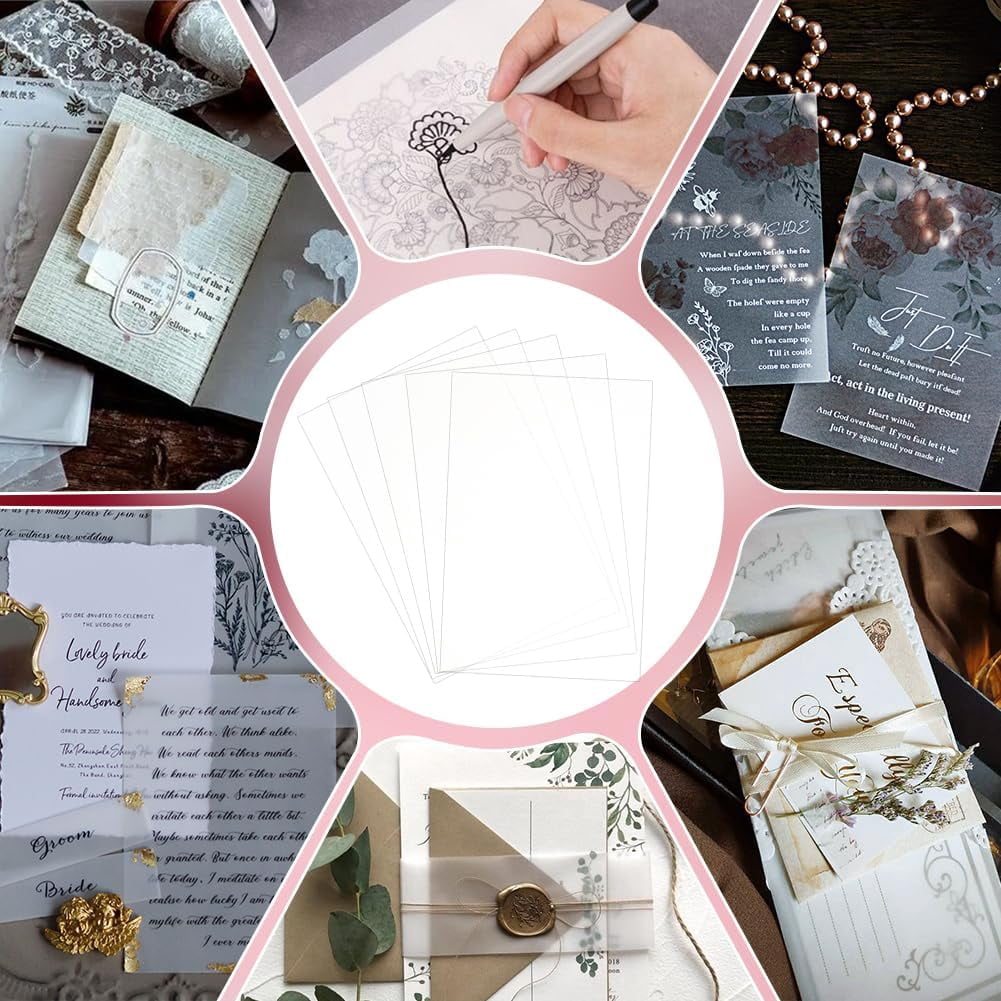 400 Sheets Vellum Paper for Wedding Save 4x5.9 Inch Artists Tracing Paper White Trace Papers Vellum Paper Large Size Sulphite Paper for Sketching Tracing Drawing Animation White
