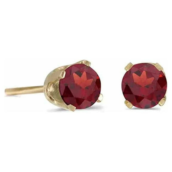 14k Yellow Gold Created Ruby Round Plated Stud Earrings 3mm by Paris Jewelry