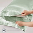 thumbnail image 6 of Regency Heights Satin Sheet Set, Cal King Bed Sheets with Pillowcases, 6-Piece Luxury Silky Sheet Set, Sage, Gifts for Women, 6 of 12