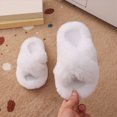 thumbnail image 6 of CAUYDY Girls Fluffy Soft Plush Cross Band Slippers Kids Open Toe Memory Foam House Shoes(L101-White,24), 6 of 6