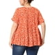 thumbnail image 3 of Blusa de peplum con volantes en las mangas y cuello redondo para mujer de tallas grandes Agnes Orinda 2X Naranja, 3 of 7