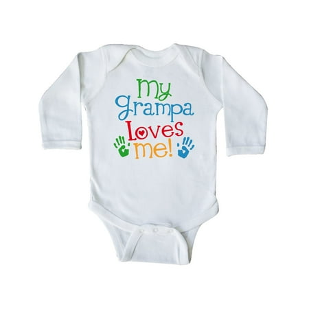 

Inktastic My Grampa Loves Me Outfit Gift Baby Boy or Baby Girl Long Sleeve Bodysuit