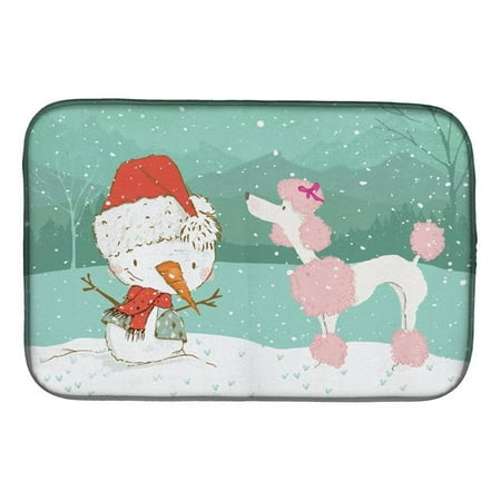 

Pink Poodle Snowman Christmas Dish Drying Mat