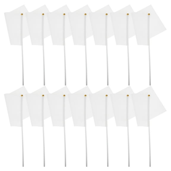 FONDOTIN 48Pcs White Hand Waving Flag for Lawn Marking and Sports Events