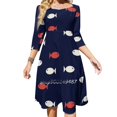 thumbnail image 1 of Fish With A Twist Sweetheart Knot Flared Dress Fashion Design Large Size Loose Dress Fish Pattern l Sea Beach, 1 of 5
