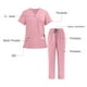 thumbnail image 4 of Ceisia Men's Solid Color V-Neck Nurse Uniform Set, Short Sleeve Scrub Top with Elastic Waist Pants for Healthcare Professionals Pink XL Gifts, 4 of 7