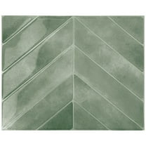 Smart Tiles Peel and Stick Backsplash, 5 Adhesive Tiles, Chevron Green, 11.43"x9"