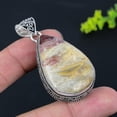 thumbnail image 2 of Natural Laguna Lace Agate Gemstone 925 Sterling Silver Pendant 2.25", 2 of 2