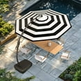 thumbnail image 3 of GRANDPATIO 11 ft Outdoor Umbrella with Base, Large Aluminum Cantilever Offset Umbrella for Patio Pool, Black & White, 3 of 11