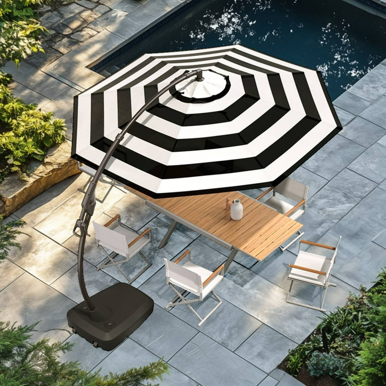GRAND Patio 11 ft Cantilever Patio Umbrella with Base, Round Large Offset Umbrellas for Garden Deck Pool