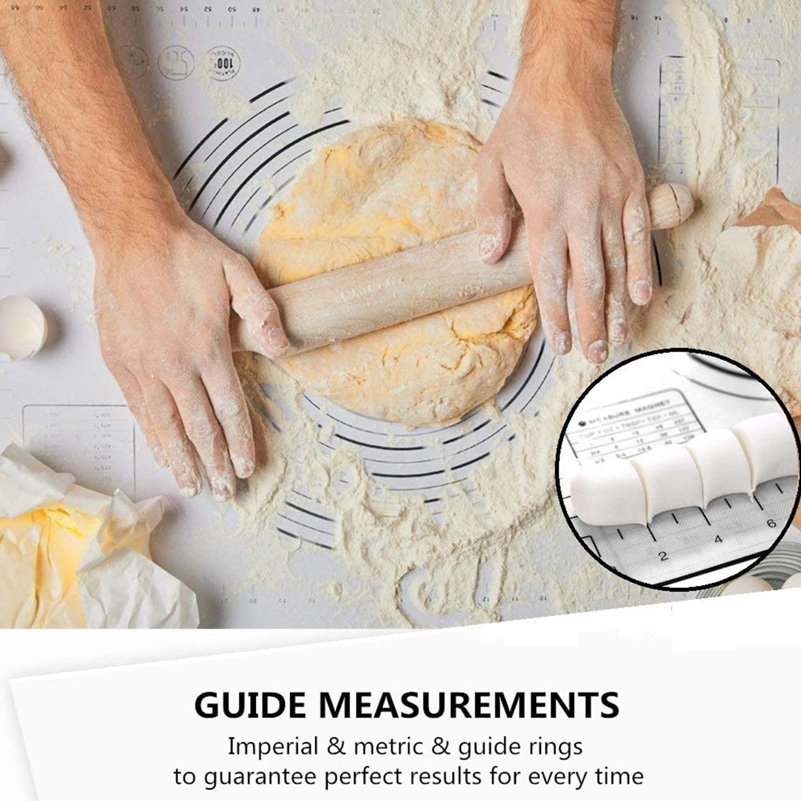Tapis De Pâtisserie En Silicone Extra Large Antidérapant Avec Mesure, Antiadhésif, Grand Et épais, Pour Rouler De La Pâte, De La Croûte à Tarte, Des Pizzas Et Des Cookies – Facile à