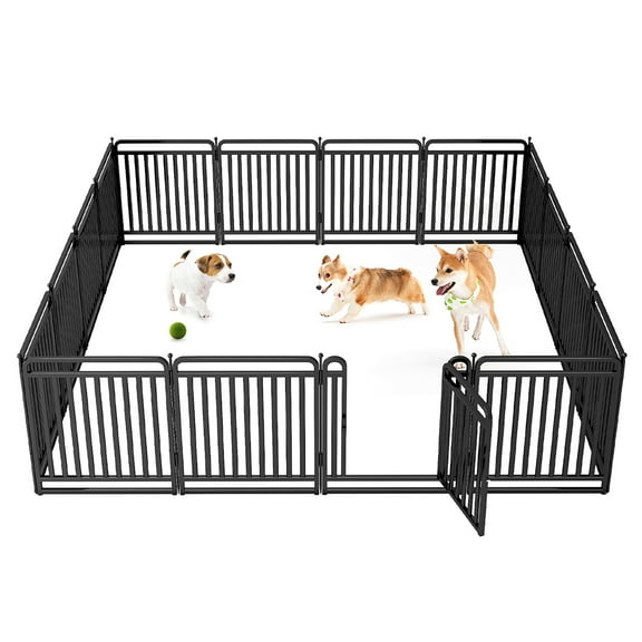 GDKASRNY Dog Playpen 16 Panels 32'' Height Portable Pet Dog Fence Indoor Outdoor for Yard,Rv Camping,Heavy Duty&Foldable Black
