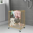 thumbnail image 6 of Modern Gold Metal Laundry Hamper with Wheels Large-size Metal Laundry Basket Cart, 6 of 11