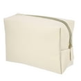 thumbnail image 1 of Bolsa de maquillaje de cuero PU, bolsa de viaje para cosméticos, bolsa de maquillaje grande, bolsa organizadora de brochas de maquillaje, bolsa de aseo para mujer, tamaño L, beige, 1 of 1