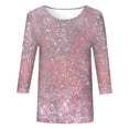 thumbnail image 4 of Huachaog Women T Shirts Sequin Printed 3/4 Sleeve Round Neck Loose Regular Tops, 4 of 5