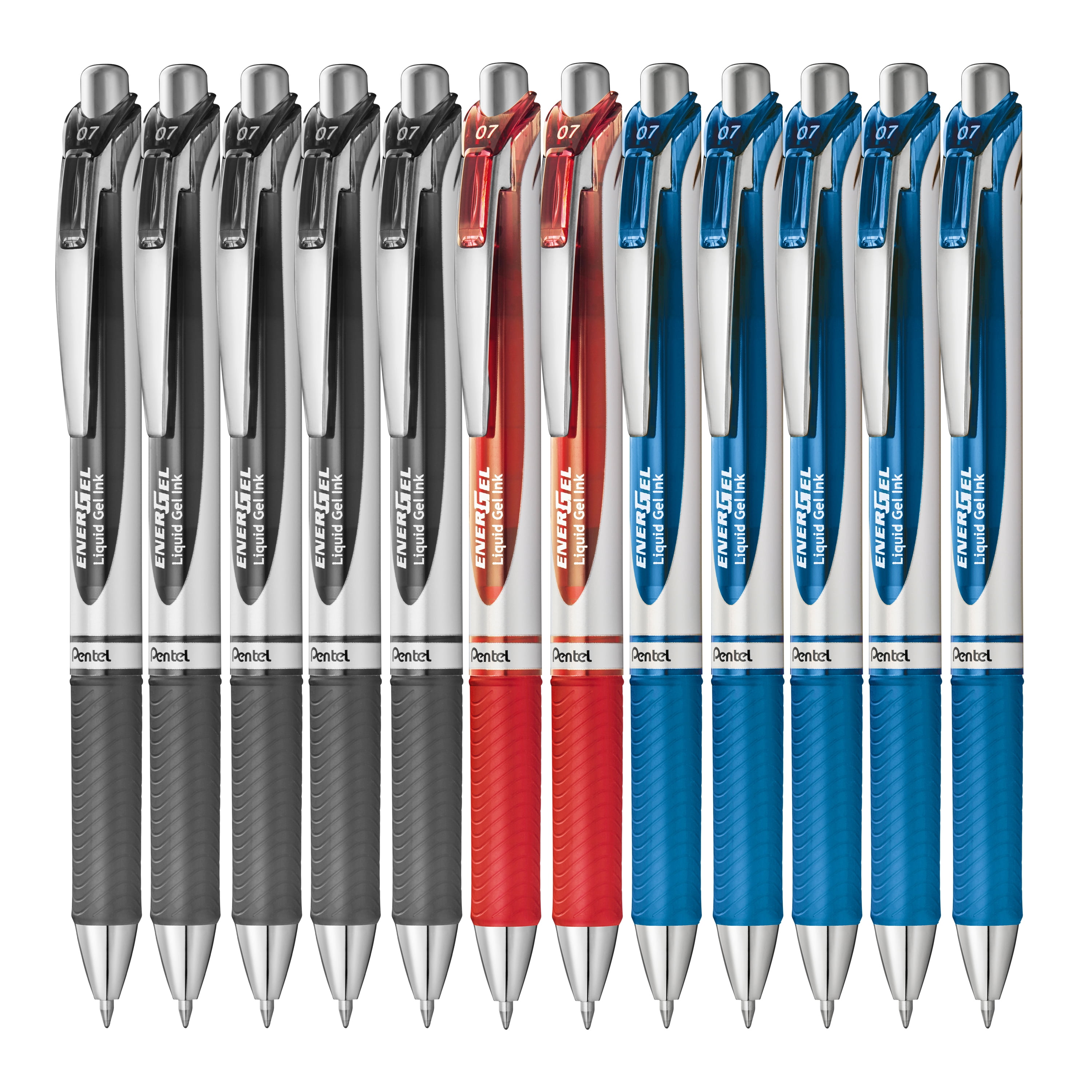Pentel EnerGel Retractable Liquid Gel Rollerball Pen, 0.7mm Medium Point, 12 Colours, Box of 12