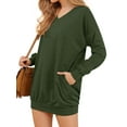 thumbnail image 6 of STARVNC Women Solid Color V Neck Long Sleeves Sweatshirt with Pockets, 6 of 7