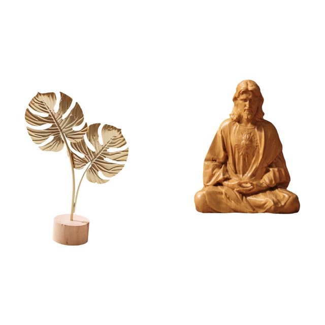 Escultura de hoja de metal abstracta nórdica, adorno para mesa, fiesta, hogar, estatua católica del Corazón de Jesús, regalo coleccionable par