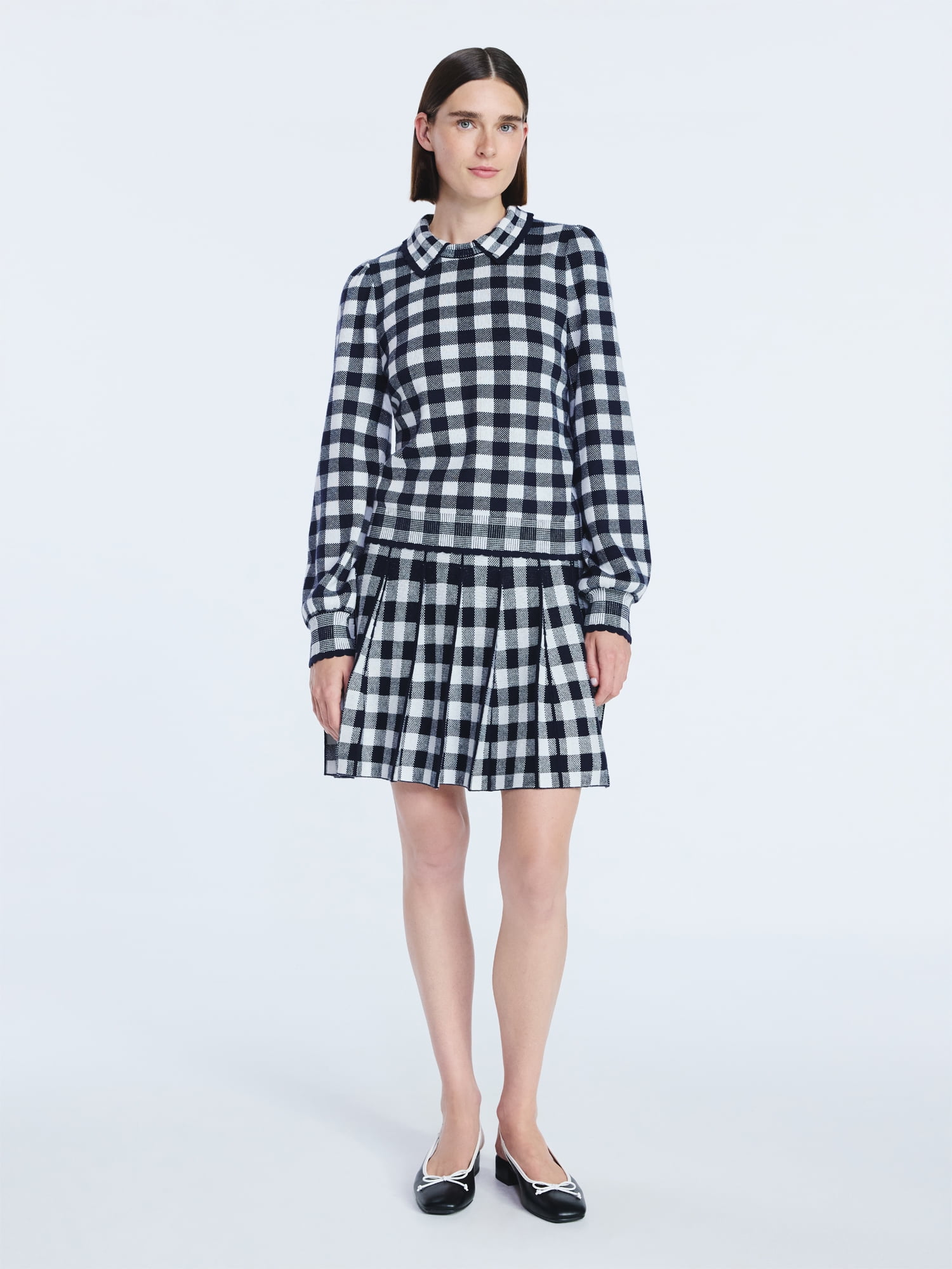 Free Assembly Women's Collared Sweater with Long Puff Sleeves, Midweight, Sizes XS-XXL