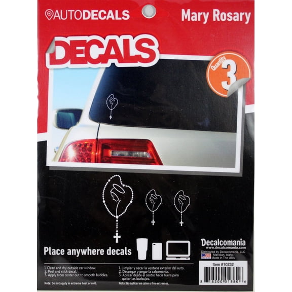 Mary Rosary Decals NEW Car, Truck Tablet, Cell Phone SET of 3 Christian Stickers