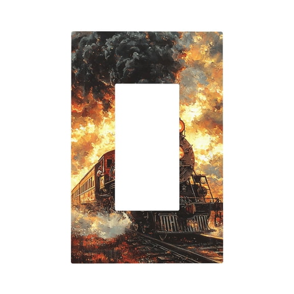 Retro Steam Train Vintage Single Gang Wall Plate 1 Gang Decorative Electrical Outlet Light Switch Cover Switchplate