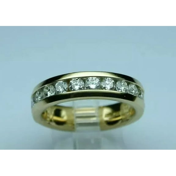 2Ct Round Cut Lab-Created Diamond Men's Band Wedding Ring 14K Yellow Gold Plated
