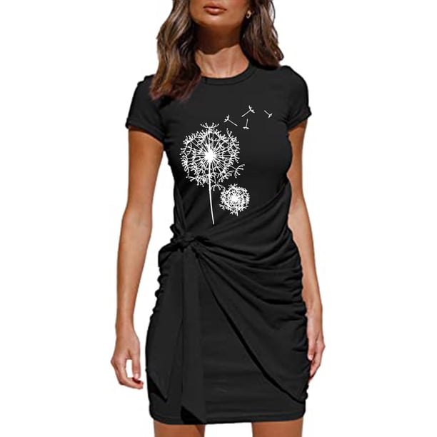 Vestido ajustado Fridja de cuello redondo de manga corta color Sólido informal de Verano para Mujer Talla S