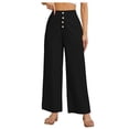 thumbnail image 2 of Lenpel Capri Pants for Women Dressy Casual Elastic High Waisted Cropped Wide Leg Pants Loose Lounge Travel Trousers with Pockets, 2 of 6