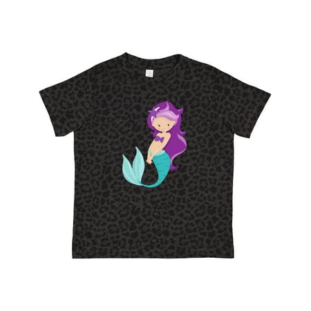 

Inktastic Cute Mermaid Little Mermaid Purple Hair Star Gift Toddler Toddler Girl T-Shirt