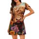 thumbnail image 1 of Balery Countryside Colorful Floral Cow Camisón de manga corta con cuello redondo para mujer, cómodo y elegante., 1 of 6