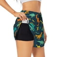 thumbnail image 2 of Haiem Colorful Dinosaur Women's 2 in 1 Running Shorts - Lightweight Athletic Workout Gym Yoga Breathable Sports Shorts Liner with Phone Pockets-X-Large, 2 of 9