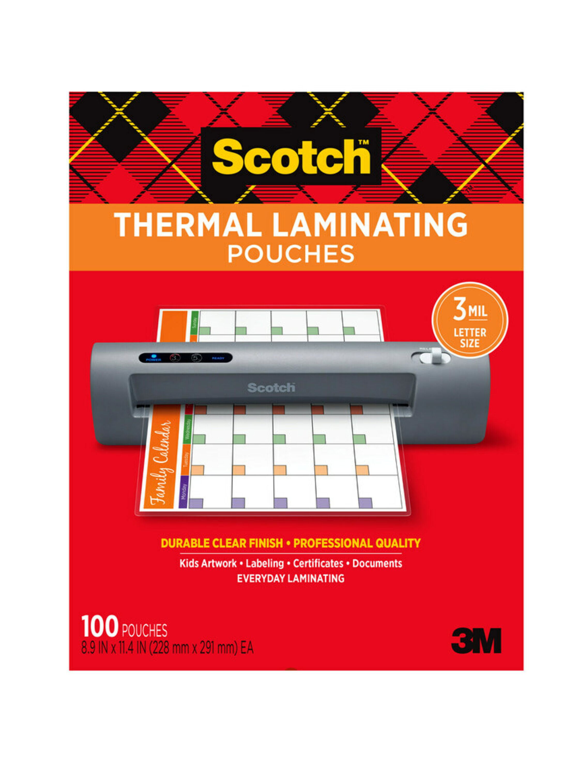 Scotch Thermal Laminating Pouches 8.5" x 11" 100-Pack,Free Shipping 
