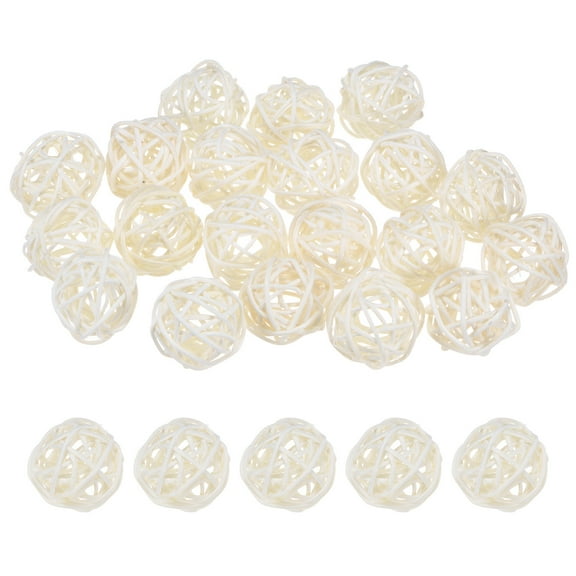Uxcell 20-Pack Wicker Rattan Balls 40mm/1.6 Inch Decorative Rattan Balls for Christmas Weddings Thanksgiving White
