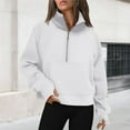thumbnail image 1 of Stand Collar Fall Clothes Half Zip Women Solid Color Daily Outfit (Coffee XL), 1 of 6