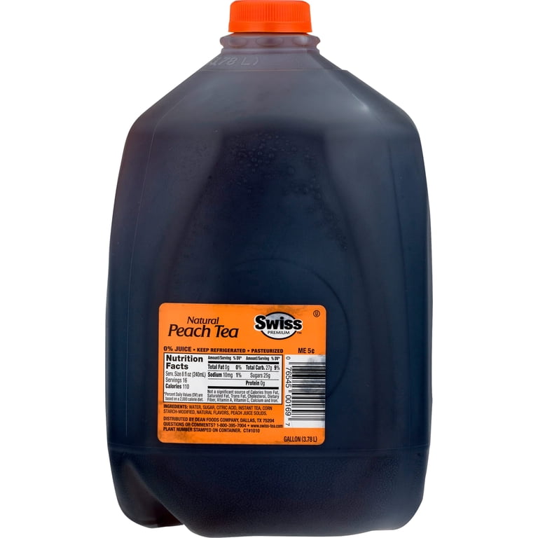 Swiss Premium Natural Peach Iced Tea - 1 Gallon Plastic Jug