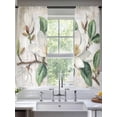 thumbnail image 5 of Flowers Leaves Semi Sheer Window Curtains 72 Inches Long, Farmhouse White Botanical Magnolia Retro Rod Pocket Voile Silky Chiffon Curtain Light Filtering Drapes for Living Room, 52"x72", 2 Panels, 5 of 9
