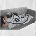 thumbnail image 6 of Anchor Soft Flannel Fleece Throw Blanket, Vintage Style Nautical Pirate Skull and Whale Design Ship Marine Image, Cozy Plush for Indoor and Outdoor Use, 50" x 70", Dark Blue White, by Ambesonne, 6 of 6