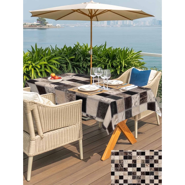 cow print patio umbrella White And Grey Foldable Features a wooden shaft and crook handle Designart 