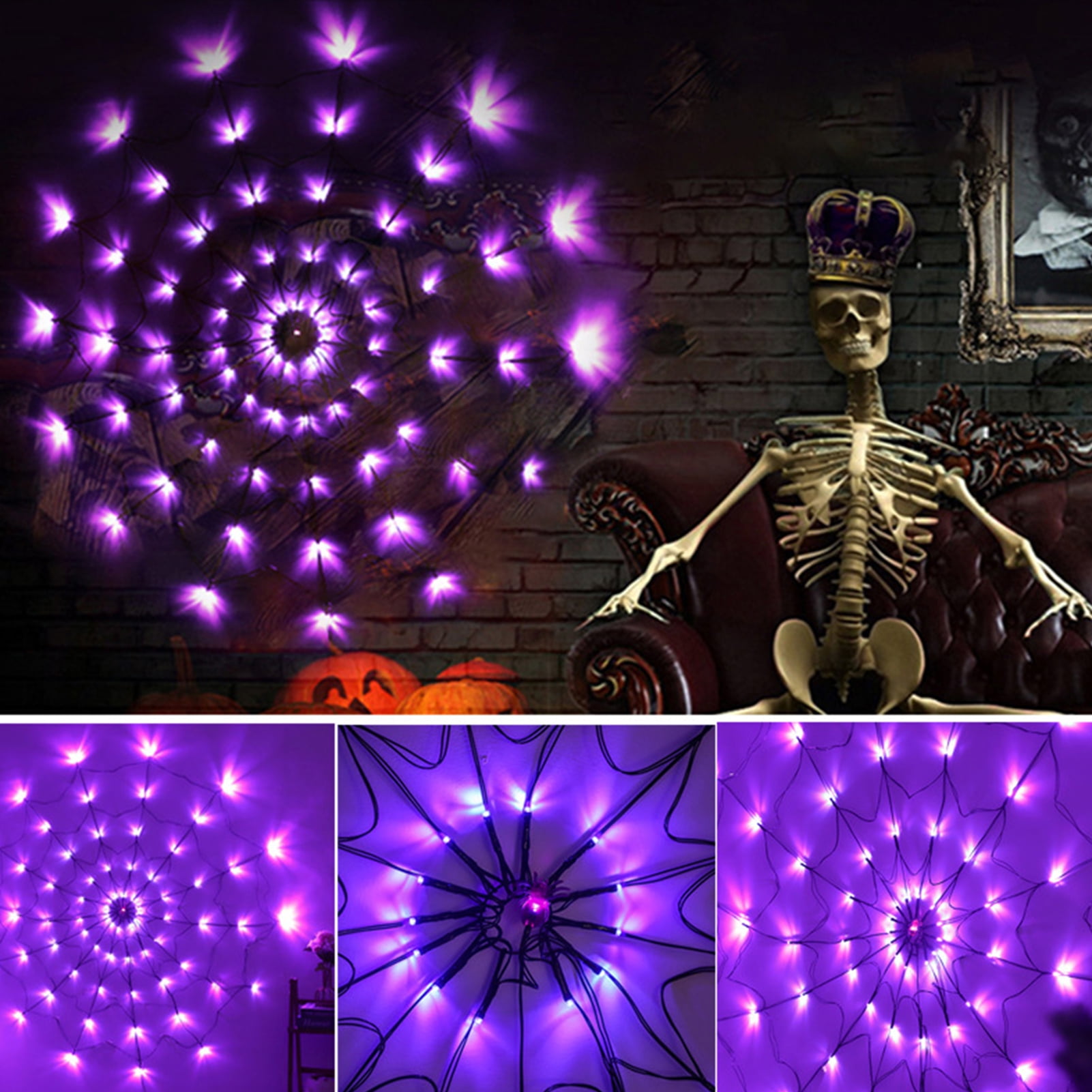 ZTGD Halloween Decoration LED Spider Web Light With Remote Control 5 